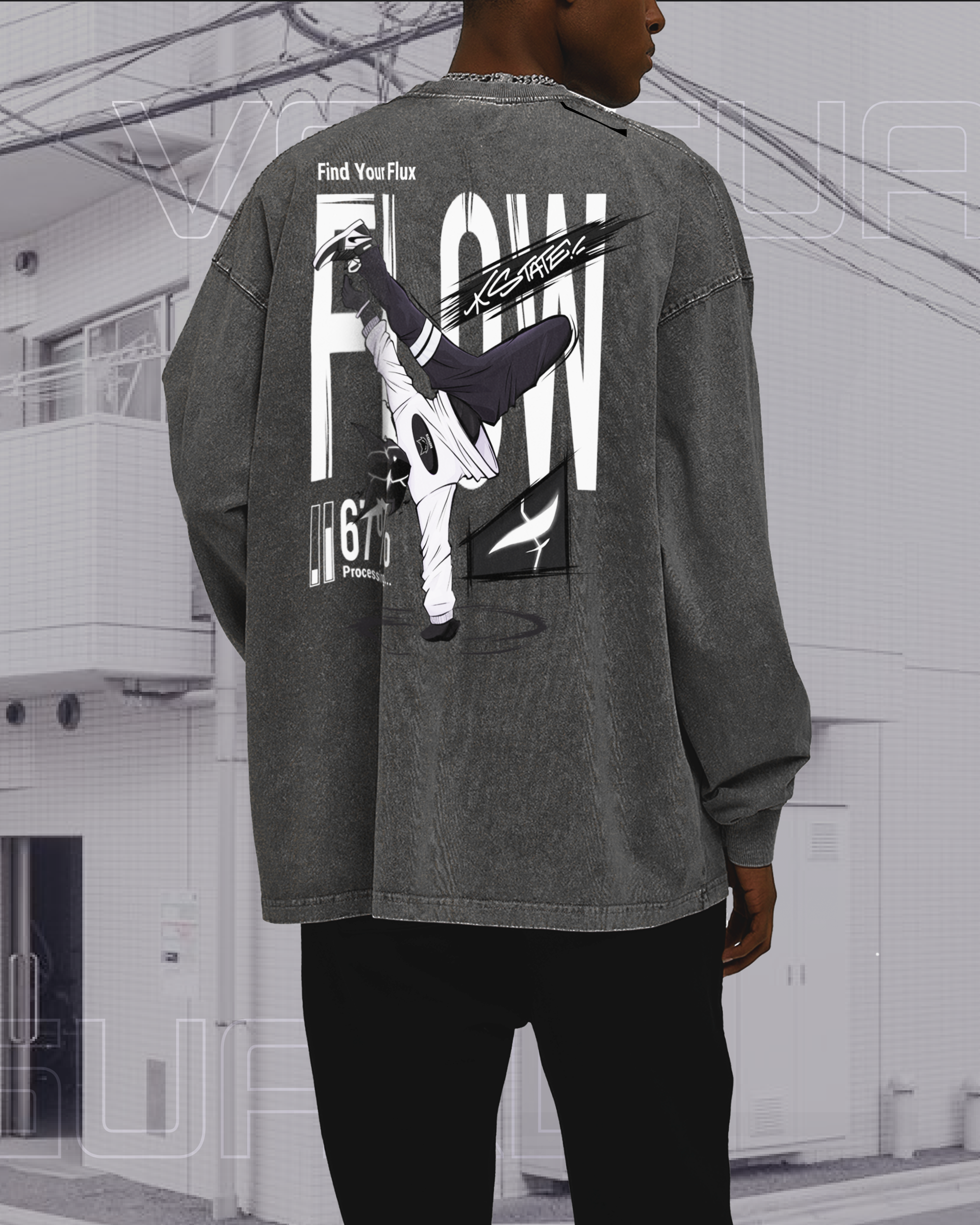 NK-FLOW STATE ACID WASHED OVERSIZED LONG SLEEVE