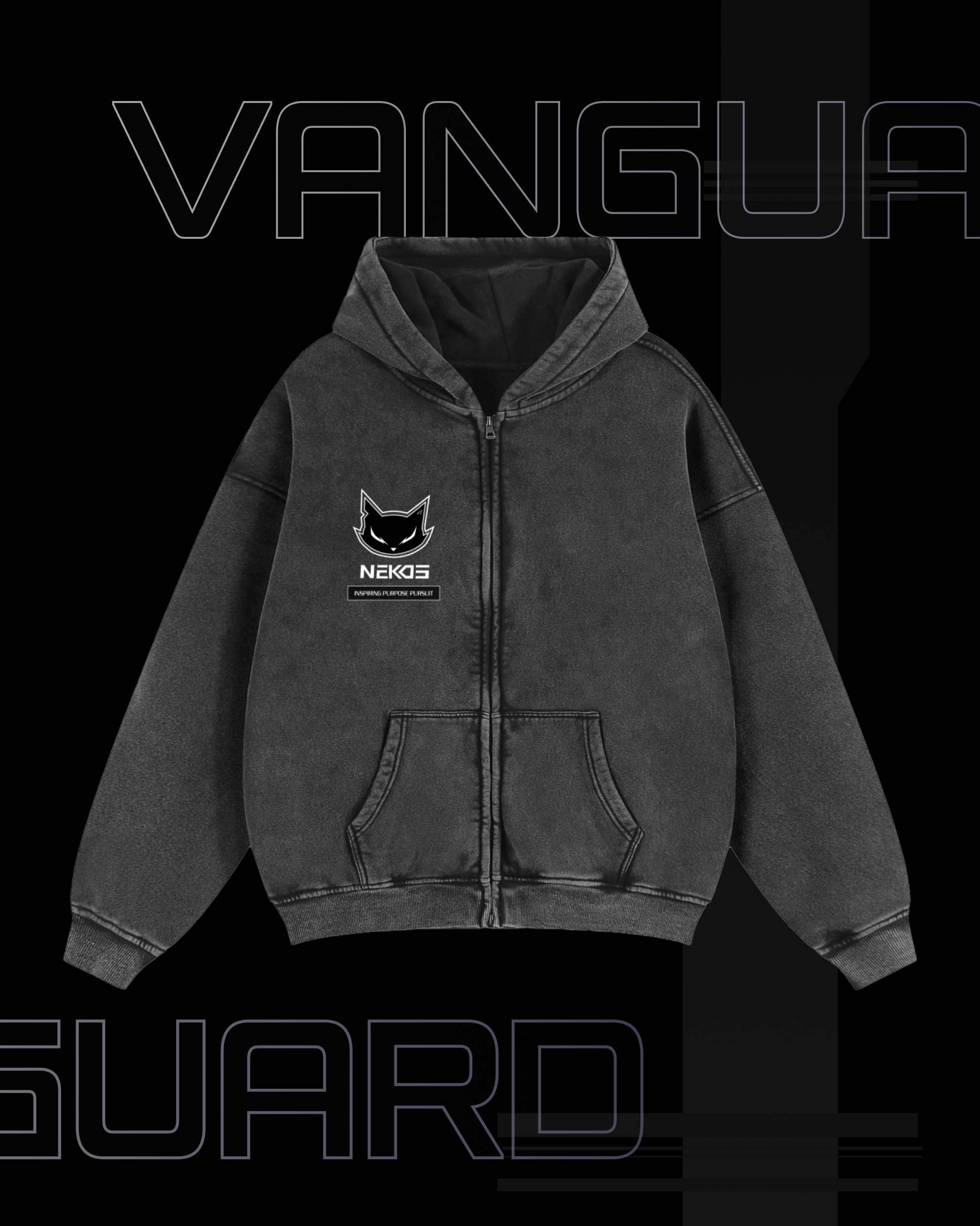 VG-NEKOS ZIP-THROUGH BOXY HOODIE
