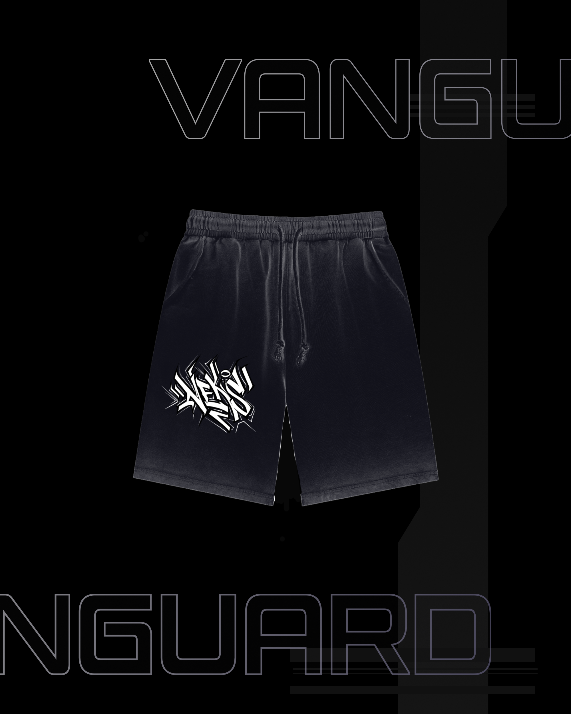VG-NEKS TAG REVERSE DYED BLACK SWEATSHORT