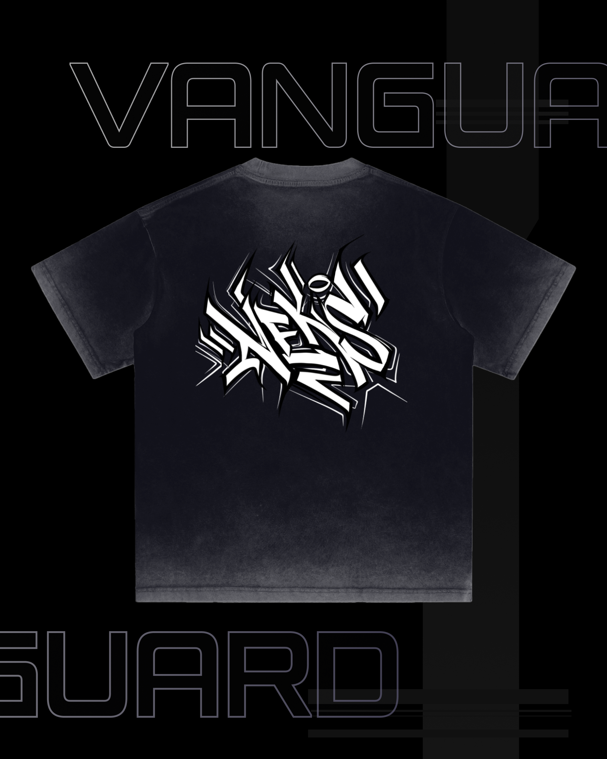 VG-NEKS TAG REVERSE DYED BLACK T-SHIRT
