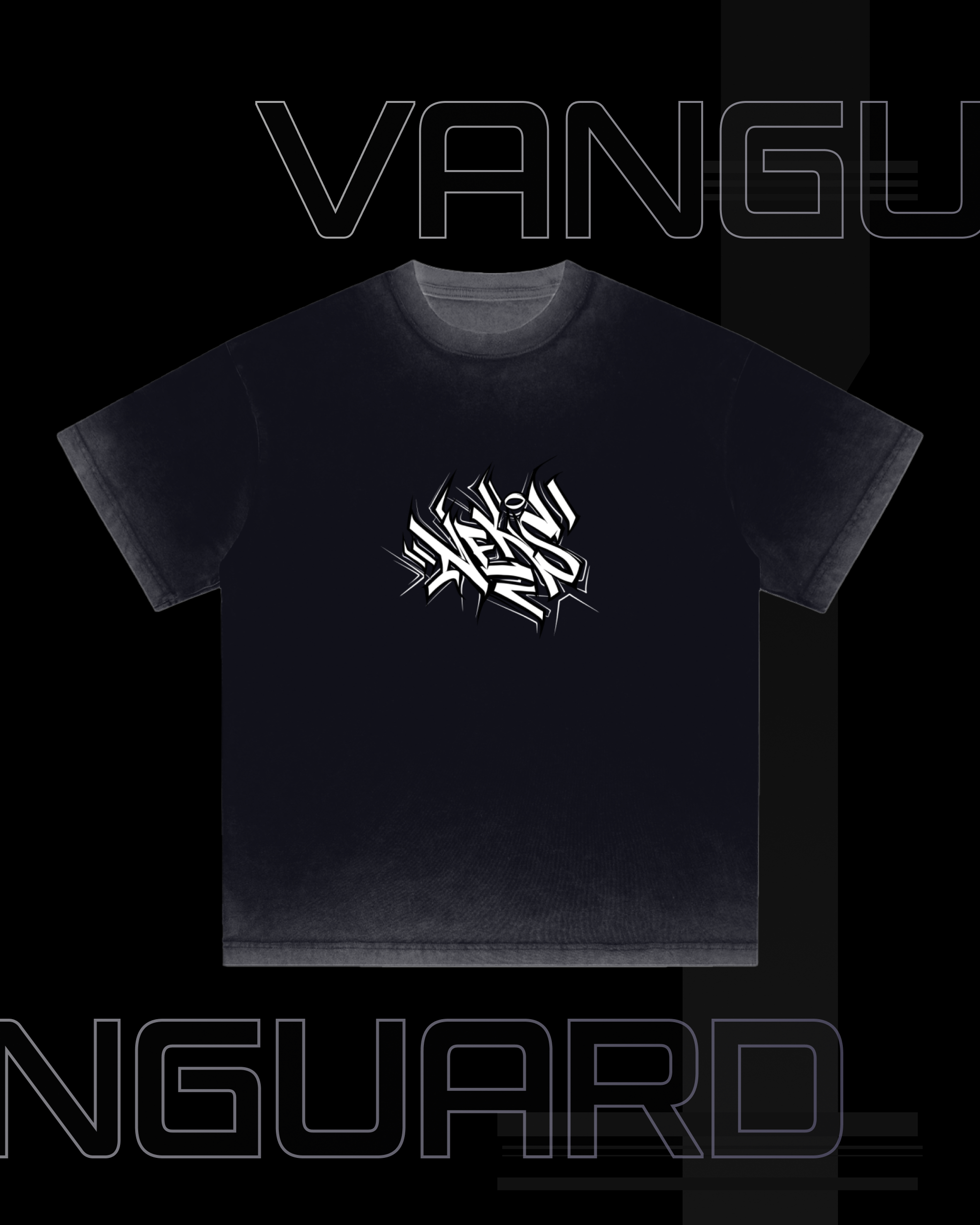 VG-NEKS TAG REVERSE DYED BLACK T-SHIRT