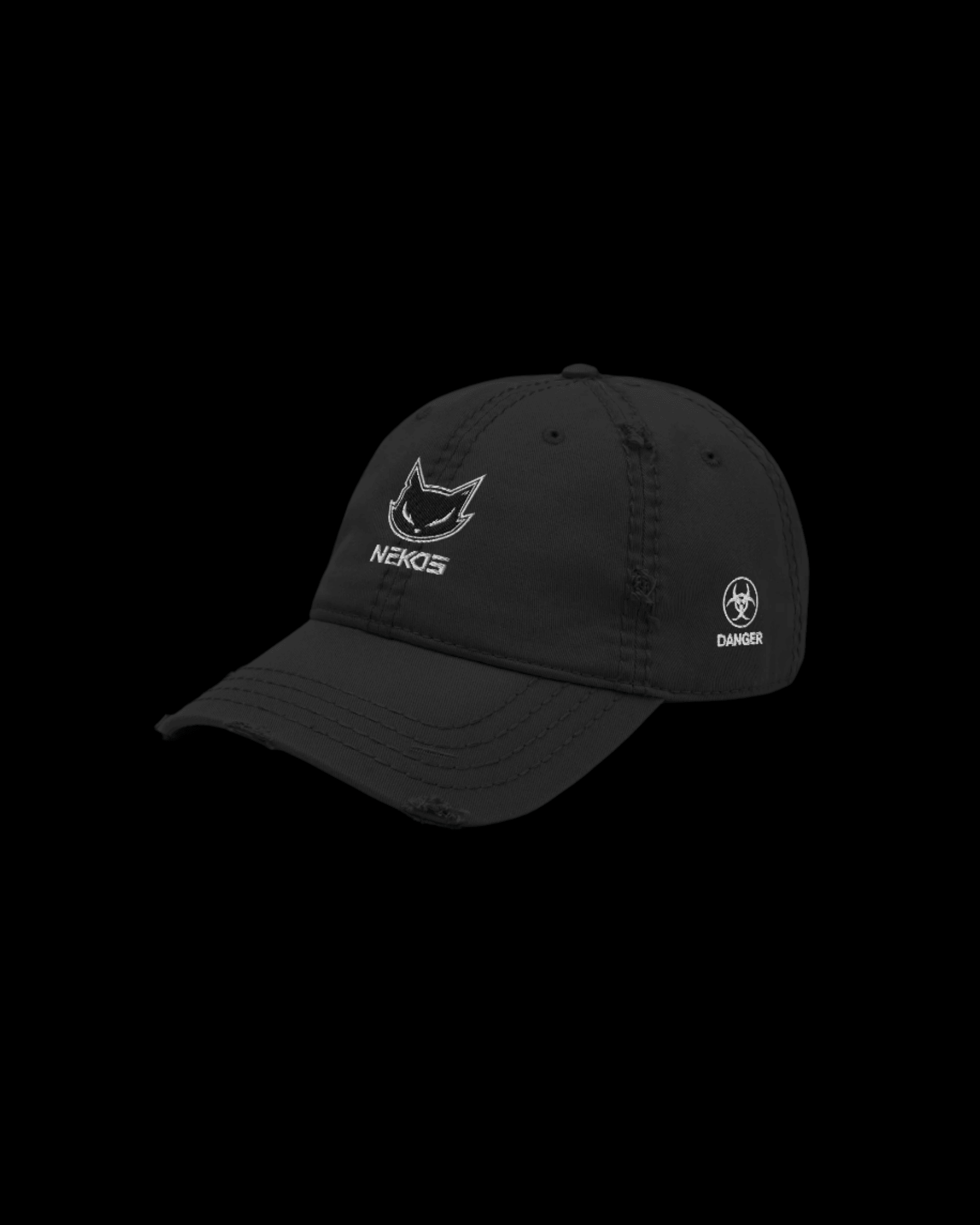 NEKOS BLACK DISTRESSED HAT
