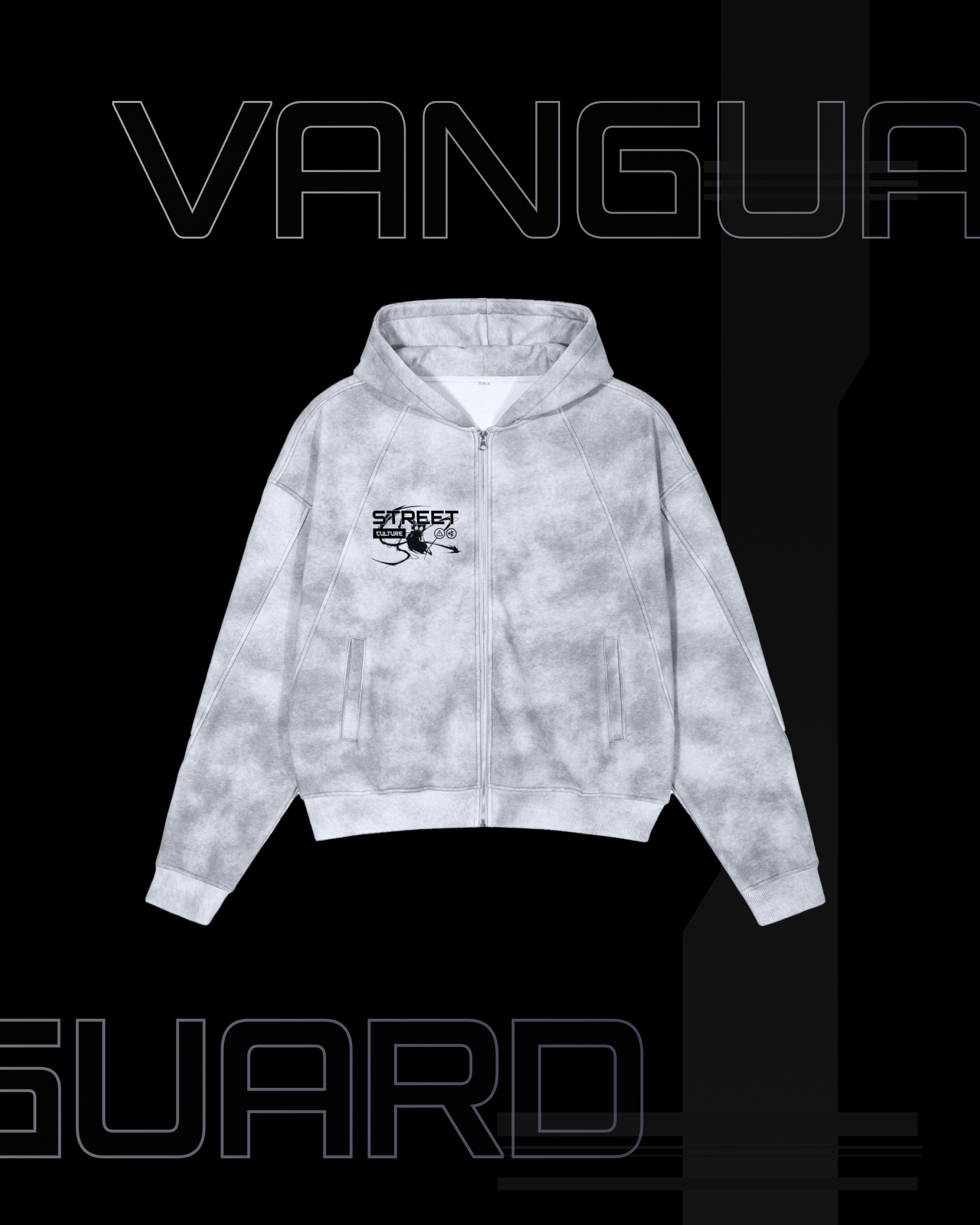 VG-STR DIRTY WASHED BOXY ZIP UP HOODIE