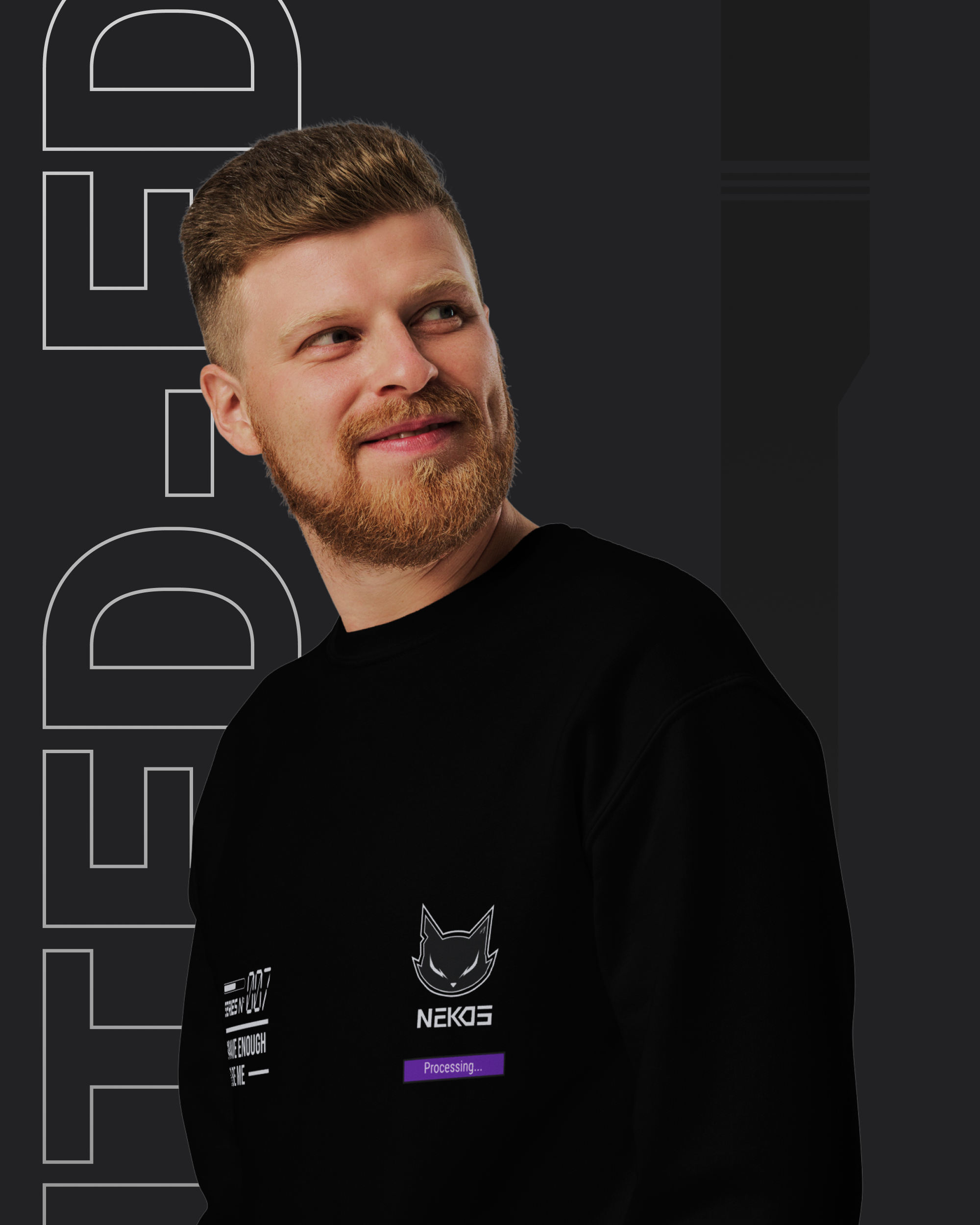 Printed Eco-Friendly Black Sweatshirt | NEKOS
