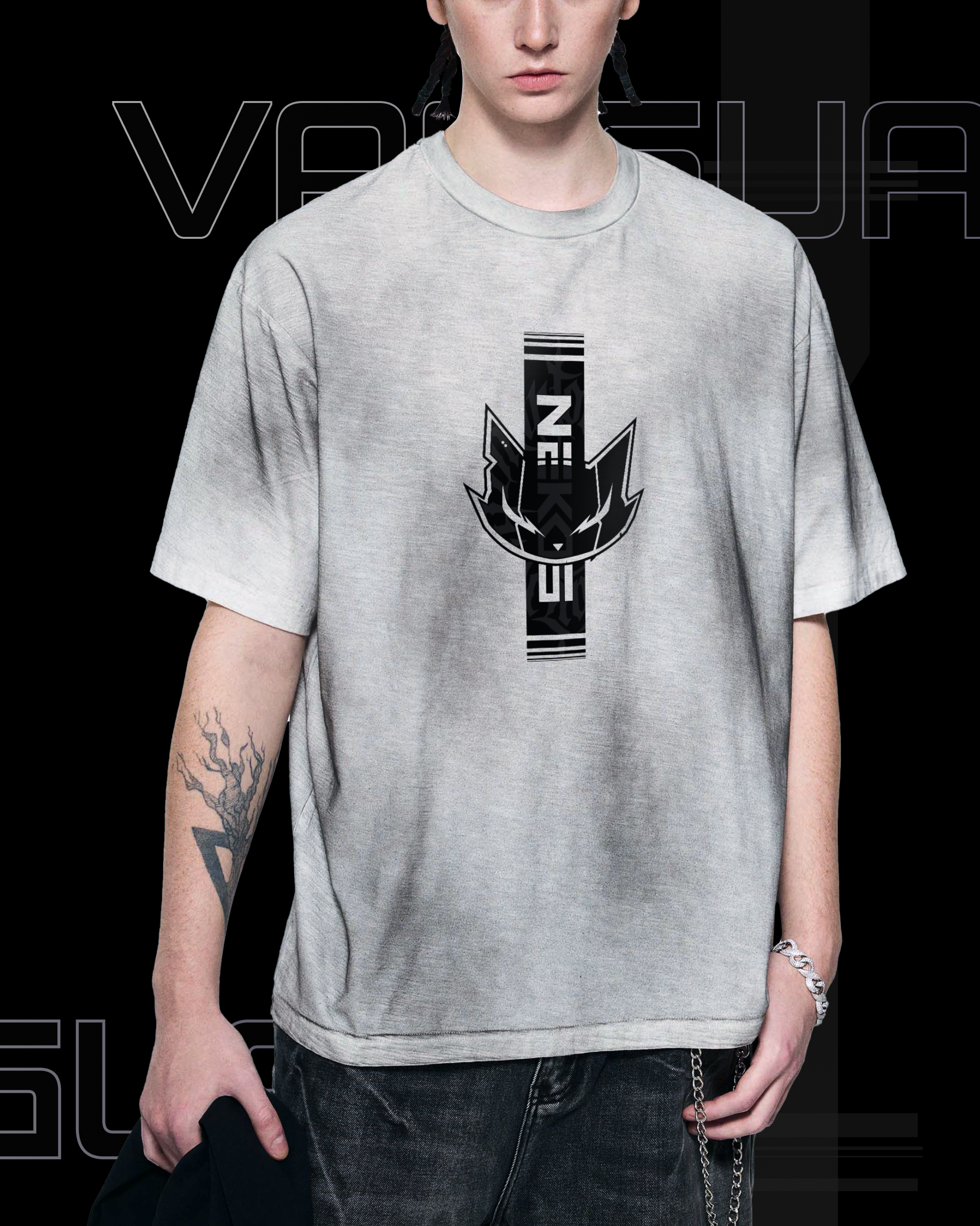 VG-NEKOS TRIBAL SUN FADE HAND-PAINTED T-SHIRT