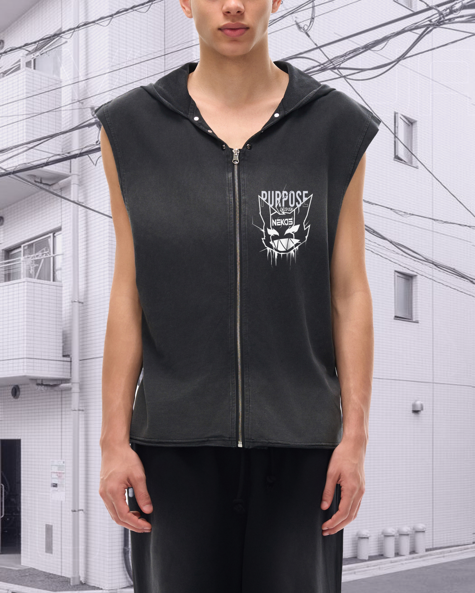 VG-PRPS-DRIVEN VINTAGE WASHED ZIP UP HOODIE